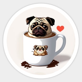 Pug in a mug Sticker